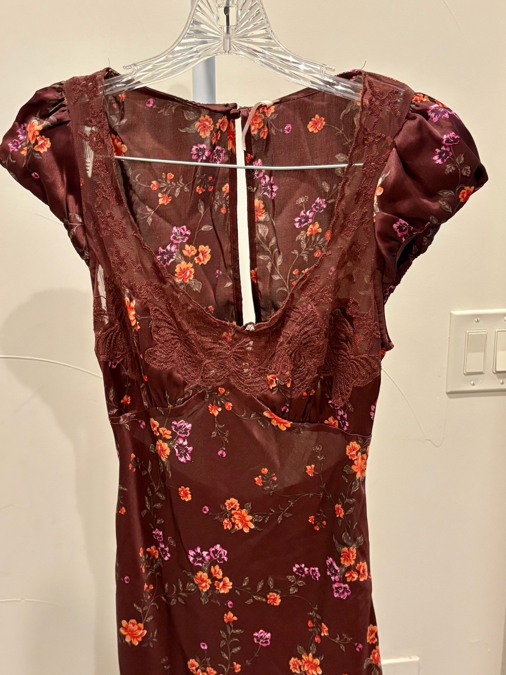 Free People Butterfly Babe Cutout Lace Maxi Dress - Floral Brown - Picture 13 of 15